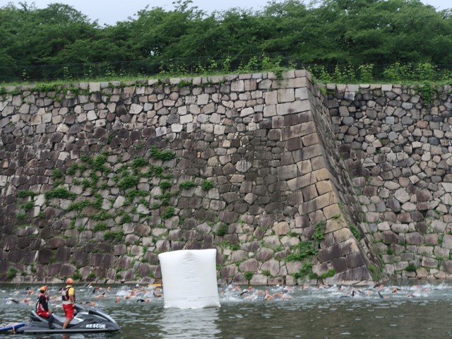 堀を多くの人が泳ぐ姿は壮観な光景でした