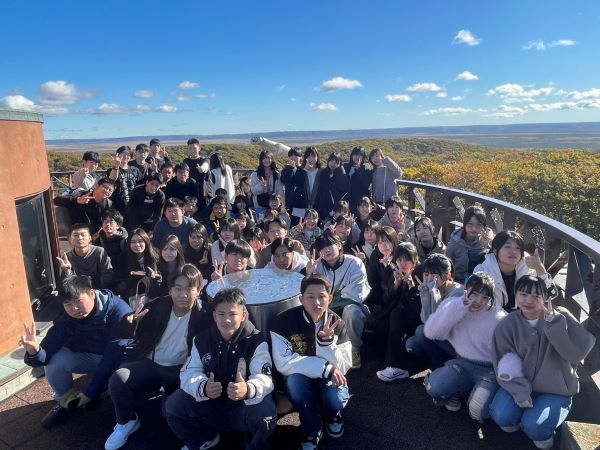 釧路湿原展望台での記念写真